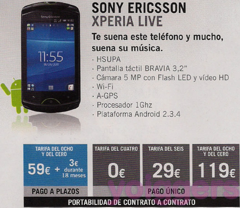 Sony Ericsson Xperia Live con Yoigo