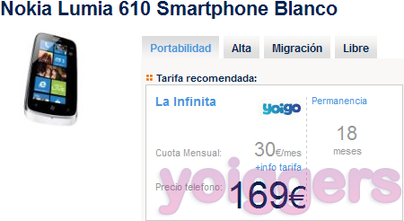 Nokia Lumia 610 con Yoigo en The Phone House