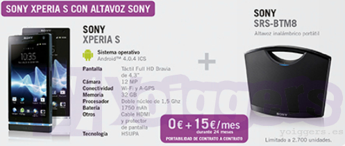 Altavoz Sony SRS-BTM8 de regalo con Sony Xperia S y Yoigo