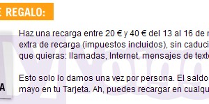 Promoción recargas Yoigo mayo 2013