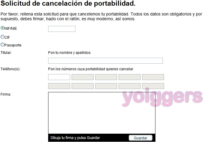 Cancelar portabilidad desde Yoigo