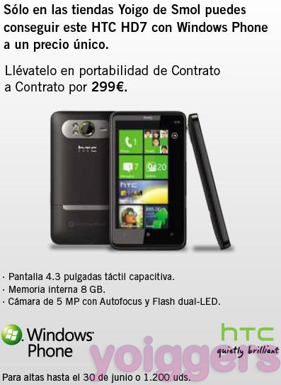 HTC HD7 con Yoigo y smol