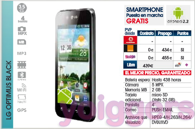 LG Optimus Black con Yoigo en The Phone House