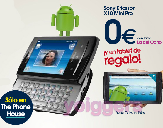 Archos 7c de regalo con Sony Ericsson X10 mini pro con yoigo en TPH