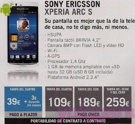 Sony Ericsson Xperia Arc S con Yoigo
