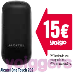 Oferta Alcatel OT 292 prepago Yoigo en TPH