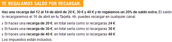 Promoción saldo Yoigo abril