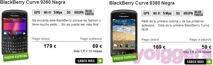 Promoción BlackBerry en Renuevo Yoigo