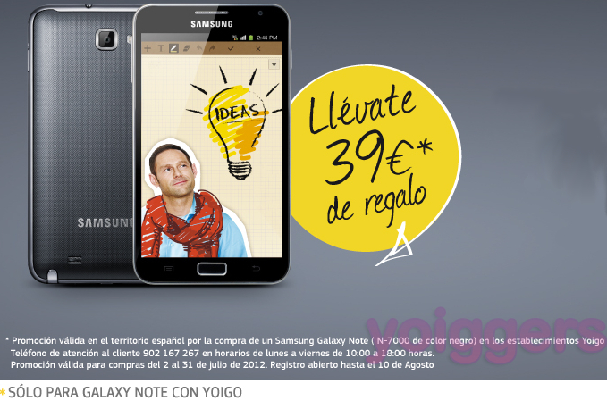 Promoción Samsung Galaxy Note con Yoigo