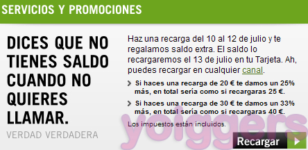 Saldo gratis Yoigo en julio