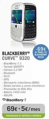 BlackBerry Curve 9320 con Yoigo
