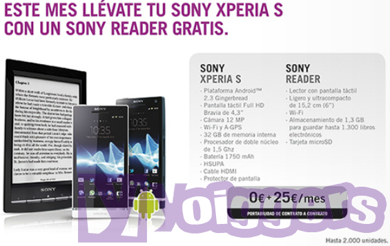 Promoción Sony Xperia S con Sony Reader de regalo con Yoigo