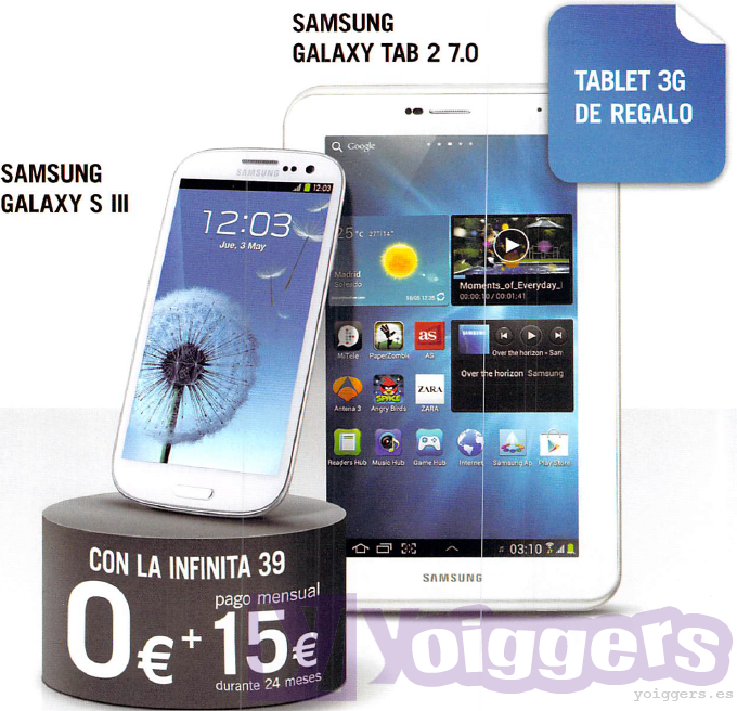 Samsung Galaxy S3 con Samsung Galaxy Tab2 7.0 de regalo con Yoigo