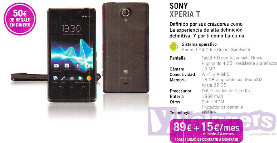 Sony Xperia T con Yoigo