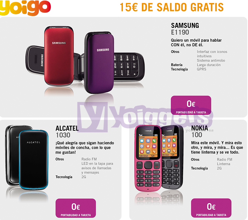 Móvil gratis con 15€ de saldo con Yoigo en noviembre 2013
