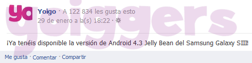 Android 4.3 para el Samsung Galaxy S3 de Yoigo